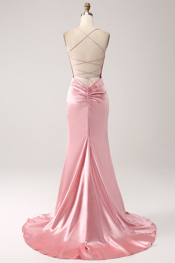 Blush Mermaid Spaghetti Straps Abito lungo da ballo